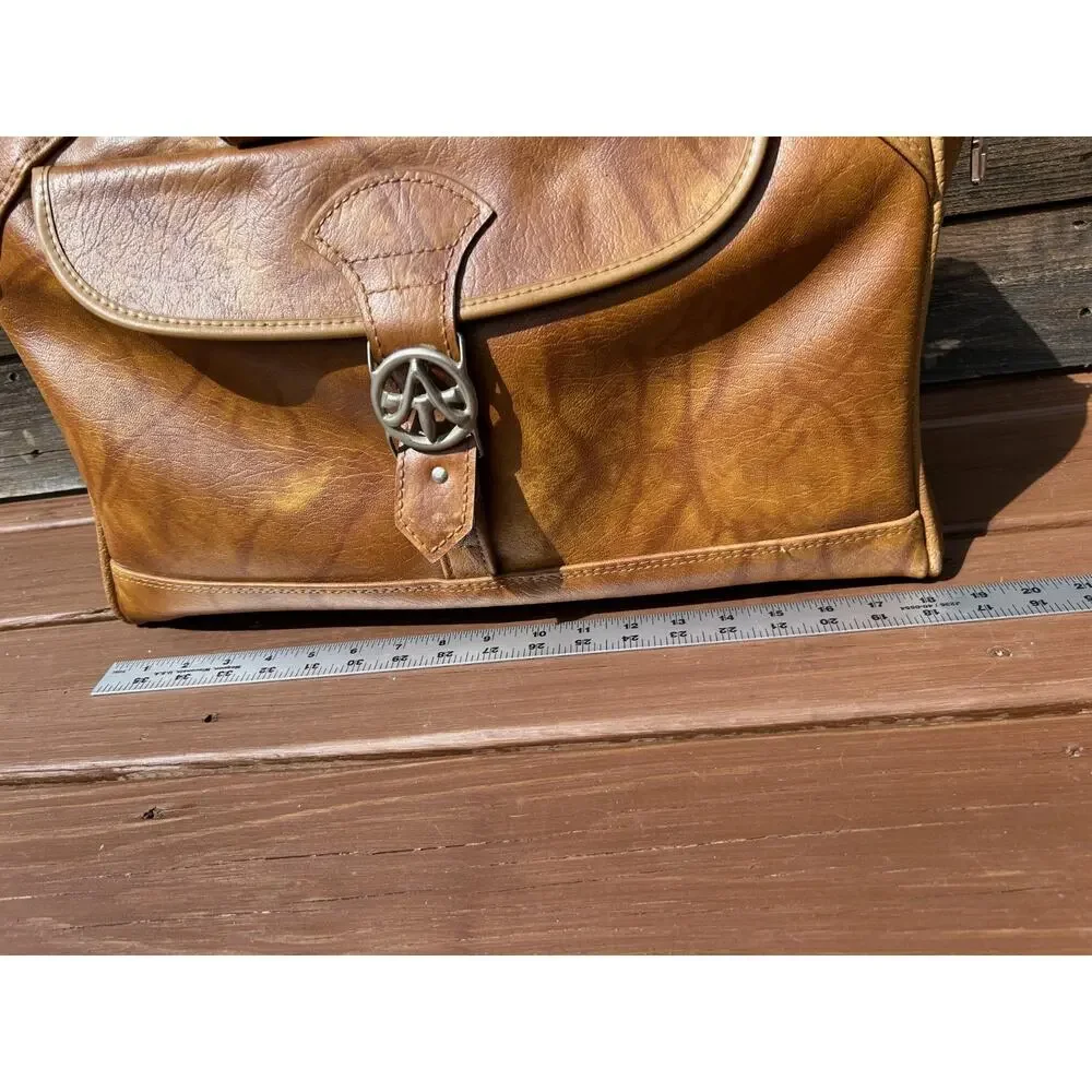 Vintage American Tourister Tan Vinyl Carry On Bag Lock 1970s Overnight Bag Item